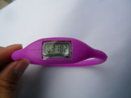 Red / Purple Sport Silicon Pedometer Watch With LCD Screen For Girls / Boys