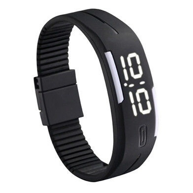 Water Resistant Rubber White Light Led Digital Wrist Watch For Man In Black , Blue