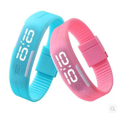 Ultra Thin Silicone LED Digital Sports Watch For Kids , LED Touchscreen Watch
