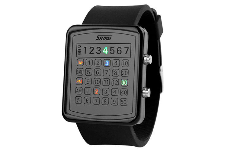 LED EL Backlight Digital Wrist Watch , Calculator Dial Mirror Watches