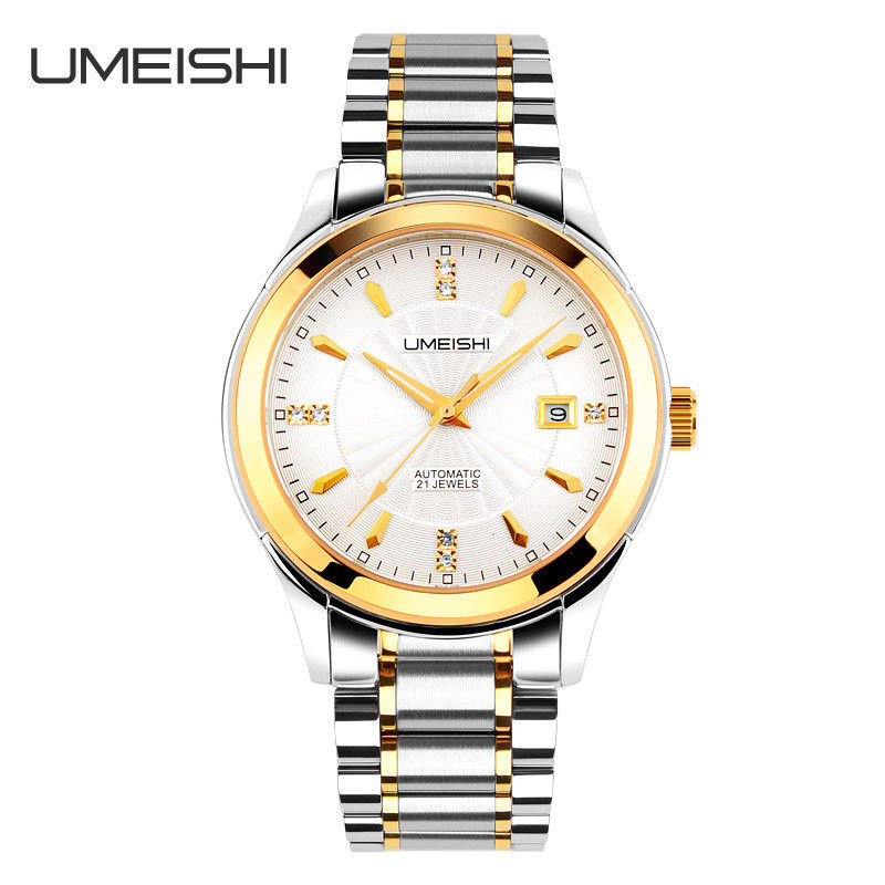 Luxury 316L Stainless Steel Metal Strap Watch With Sapphire Glasses Golden Case