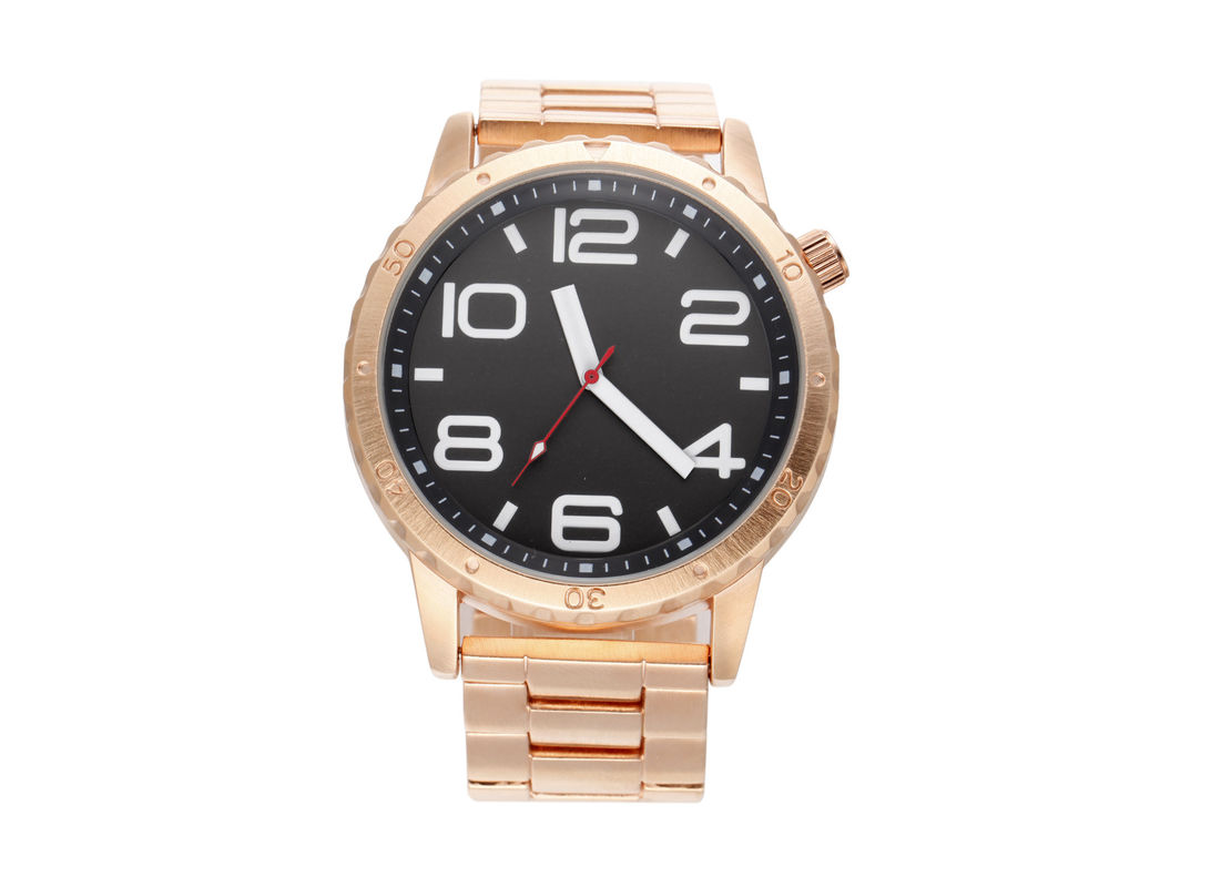 Golden Digital Quartz Alloy Metal Strap Watches With Daily Alarm / Hourly Chime