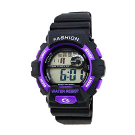 Outdoor Adult Black Strap Digital Wrist Watch 24 Hour System , Water Resistant
