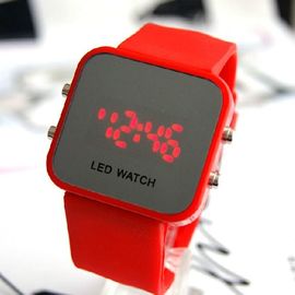 LED watches 12colors Unisex Digital mirror display Silicone strap LJX09