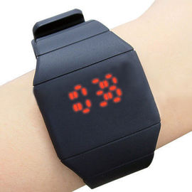 Touch Display Silicone Wristband Watch , Digital Red Led Screen Sport Watches