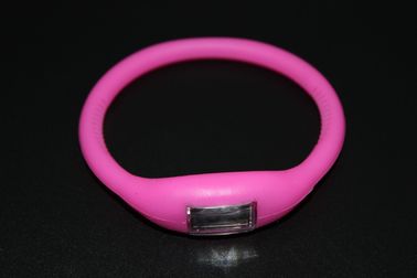 Sports Bracelet Wristband Watch With Silicone Rubber Jelly Ion , Red Led Watch