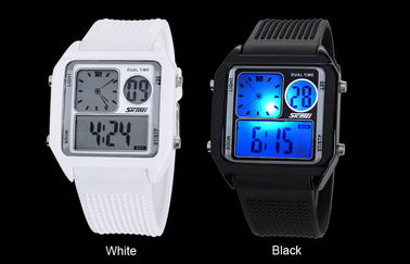 EL Backlight PU Band LCD Analogue Watch , Alarm Digital Wrist Watches