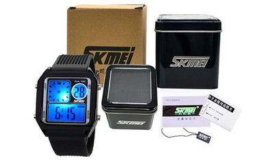 EL Backlight PU Band LCD Analogue Watch , Alarm Digital Wrist Watches