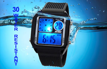 EL Backlight PU Band LCD Analogue Watch , Alarm Digital Wrist Watches