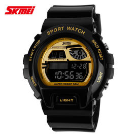 LCD Multifunction Digital Wrist Watch With PU Strap Nickel Free