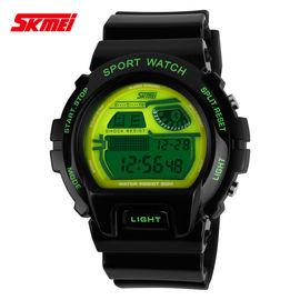 LCD Multifunction Digital Wrist Watch With PU Strap Nickel Free