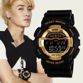 Unisex Multifunction Digital Watches EL Backlight Stopwatch PU Strap