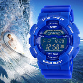 Unisex Multifunction Digital Watches EL Backlight Stopwatch PU Strap