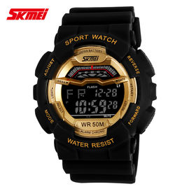 Unisex Multifunction Digital Watches EL Backlight Stopwatch PU Strap