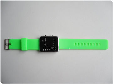 Green Binary LED Watch / Silicone Rubber Wristband Watches OEM