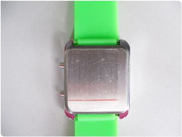 Green Binary LED Watch / Silicone Rubber Wristband Watches OEM