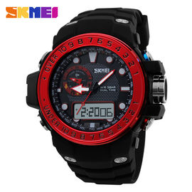 Colored Analog Digital Wrist Watch Strong PU Strap 30 Meters Waterproof