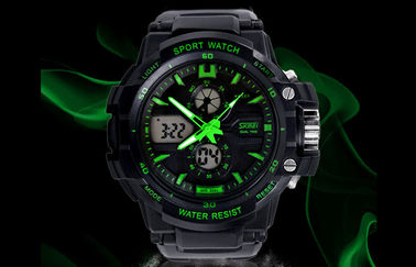 OEM Man Dual Time Zone Analog Digital Wrist Watch With Hourly Chime