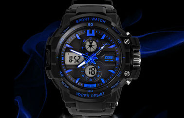 OEM Man Dual Time Zone Analog Digital Wrist Watch With Hourly Chime