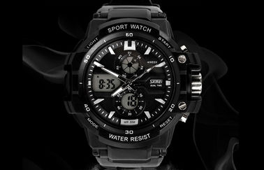 OEM Man Dual Time Zone Analog Digital Wrist Watch With Hourly Chime