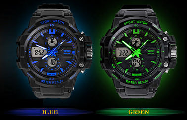OEM Man Dual Time Zone Analog Digital Wrist Watch With Hourly Chime
