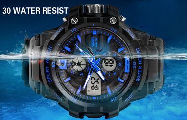 OEM Man Dual Time Zone Analog Digital Wrist Watch With Hourly Chime