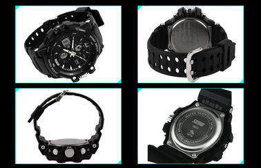 OEM Man Dual Time Zone Analog Digital Wrist Watch With Hourly Chime