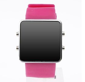 Unique Pink Silicone LED Digital Wrist Watch For Teenager  , LED Touch Watch