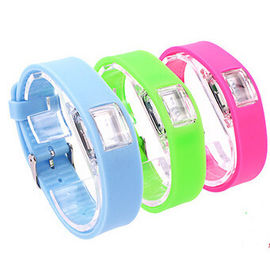 Custom Green Silicone Band LED Fashion Wrist Watch Digital With Changeable Battery