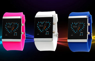 Girls LED Digital Wrist Watch , Blue Silicone Strap Electronic Watches