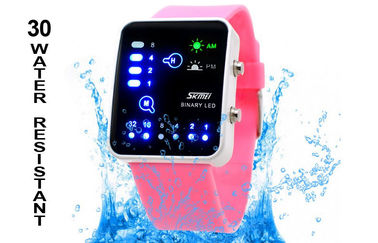 Lady Shockproof LED Digital Wrist Watch , Antimagnetic Binary Watch