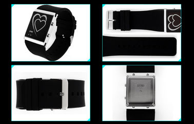 LED Digital Wristwatch Heart Style Couple EL Backlight Mirror Watch