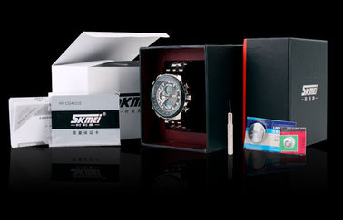 Mens Business 12 / 24 hour Metal Strap Watch LCD Display With Hourly Chime