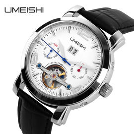 Fashion Automatic Mechanical Watch With Metal Strap Cow Genuine Leather Band