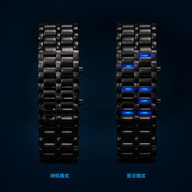 Custom Metal Band Watch Iron Samurai Blue Led Bracelet Watch For Men