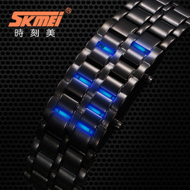 Custom Metal Band Watch Iron Samurai Blue Led Bracelet Watch For Men