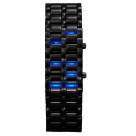 Custom Metal Band Watch Iron Samurai Blue Led Bracelet Watch For Men
