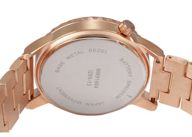 Golden Digital Quartz Alloy Metal Strap Watches With Daily Alarm / Hourly Chime