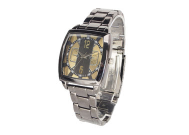 Luxurious Rectangular Water Resistance Metal Wrist Watch For Men / Women