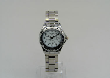Round alloy case Lady Metal Strap Watch Japan analog Movement  3-eyes design