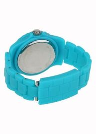 Chronograph Multifunction Digital Plastic Quartz Watches For Teenages Bright Blue
