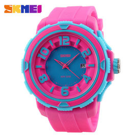 Outdoor Sport Colorful Plastic Quartz Watch 3 ATM Rose Red For Girl