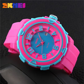 Outdoor Sport Colorful Plastic Quartz Watch 3 ATM Rose Red For Girl