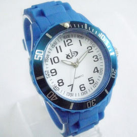 Classic Blue White Dial Men Silicone Quartz Watch Ice 43MM No Date