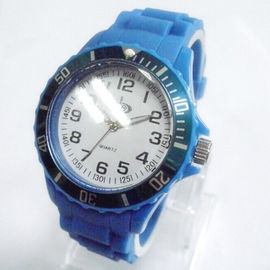 Classic Blue White Dial Men Silicone Quartz Watch Ice 43MM No Date