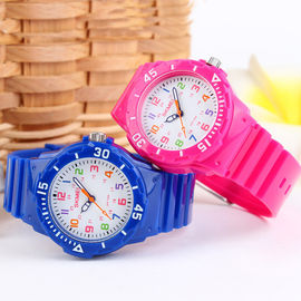 Pink Plastic Quartz Watch For Woman / Children , Automatic quartz watches