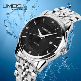 Golden Silver Stainless Steel Business Wrist Watch , Waterproof Men Vogue Business Watches