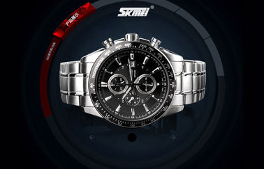 Stainless Steel Quartz Watch 5 ATM Customized Calendar Wristwatch