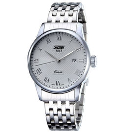 Japanese Battery Operated Stainless Steel Quartz Watch 50m Waterproof Business Style