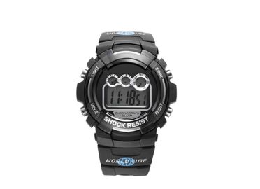 China Movement Water Resistant Sport Watch With PU Strap / Stainless Steel Back Case
